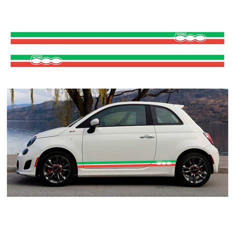 fiat 500 with italian stripes.